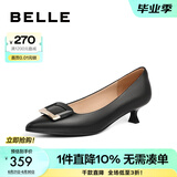 百丽（Belle）方扣高跟鞋女商场同款羊皮细跟单鞋Z2N2DCQ3 黑色 37 (235mm)