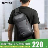 tomtoc单肩包男士斜挎包大容量背包休闲胸包男式学生包包骑行包T24 曜石黑 M码