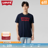 Levi's李维斯情侣宽松印花时尚简约舒适潮流纯棉圆领短袖T恤520礼物 藏青色0002 A9224-0002 M