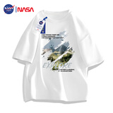 NASA GISS官方潮牌联名t恤男纯棉潮流日系宽松圆领印花学生短袖 白色 2XL 