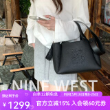 NINE WEST玖熙牛皮手提菜篮子包2025新款包包单肩女手提包上班族女顺丰包邮 黑色