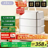 七彩叮当（URINGO）电蒸锅家用18L三层不锈钢蒸炖锅电蒸笼大容量可预约定时隔水炖多功能锅QC-DZ08-BX3