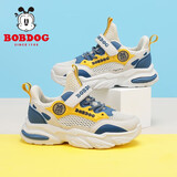 巴布豆（BOBDOG）童鞋男童透气儿童运动鞋夏季单网鞋103522097浅米/月光蓝26