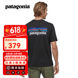 巴塔哥尼亚（Patagonia）男女情侣通勤短袖夏季P-6 Logo混纺棉休闲潮流户外透气T恤 38504 BLK黑色 M