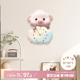 猫九酱奶油小猪钟表客厅挂钟装饰画简约现代家居创意表挂墙静音时钟灯画