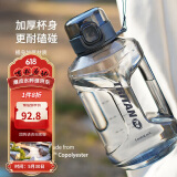 乐扣乐扣（LOCK&LOCK）小水库大容量塑料运动水杯户外冷水壶刻度把手男女杯子2.2L灰色