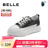 百丽（Belle）小白鞋女鞋商场款厚底增高一脚蹬单鞋透气休闲鞋U8N1DAM3预售 黑色 38 (240mm)