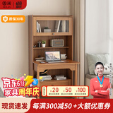 慕澜（MULAN）折叠书桌书柜书架一体卧室书房客厅家用胡桃色实木腿新中式电脑桌 bmk-08款80*35*164cm