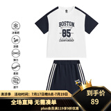 马骑顿【时尚科技】MQD男大童夏季新冰凉丝滑弹力亲肤柔软速干套装 藏青 140