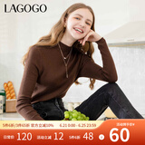 lagogo多巴胺多色修身软糯针织衫女拉谷谷2024冬新款半高领打底衫 深咖啡(U0) M 160/38