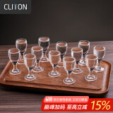 CLITON白酒杯套装一口杯茅台小酒杯 家用饭店用玻璃烈酒杯10ml 12只装