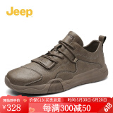 Jeep男鞋轻便耐磨吉普2025春夏马丁靴男软底中帮平板休闲鞋真皮鞋子男 椰壳棕（皮鞋码） 39