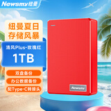 纽曼（Newsmy）1TB 移动硬盘机械 双盘备份 清风Plus系列 USB3.0 2.5英寸 玫瑰红 海量存储 手机连接 格纹设计