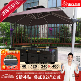 紫叶（ziye）户外桌椅组合阳台庭院花园室外露台藤椅休闲藤编五件套海迪森桌椅 1桌8椅+3米遮阳伞
