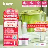 倍世（BWT） 净水壶滤水净水器家用 欧洲进口滤芯去水垢增强55% 益家系列大容量过滤器 【镁离子滤芯】1壶6芯 绿色