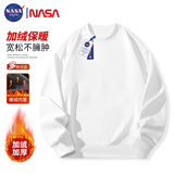 NASA GISS圆领卫衣男纯色基础款上衣情侣款百搭长袖T恤 白色圆领加绒 3XL 
