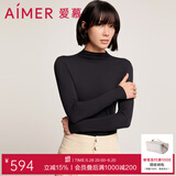 爱慕上衣女士21AW随心恋曲莫代尔小高领长袖上衣打底保暖AM726891 黑色400 160
