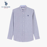 U.S. POLO ASSN.衬衫男长袖白色休闲工装外套高端免烫抗皱宽松蓝色男士衬衣父亲节