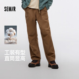 森马（Semir）休闲裤男工装裤宽松直筒裤子秋季户外长裤纯棉松紧腰101524127112