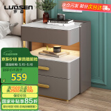 罗森（LUOSEN）岩板床头柜简约现代卧室小柜子意式轻奢实木家用床边柜岩板款灰色