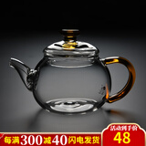 锦格玻璃茶壶耐高温功夫茶具小号过滤可烧煮茶透明家用简约加厚泡茶器 H-22茶壶黄色把 260ml