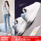 奥古狮登小白鞋女2025新款百搭休闲白色板鞋子女军训运动鞋女舒适轻便女鞋 10216浅蓝【四季款】 37