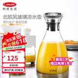 利快 凉水壶大容量水壶家用冷水壶凉水杯饮料果汁茶壶耐热玻璃 透明 1000ml 1只