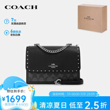 蔻驰（COACH）【品牌直供】女士小号黑色PVC配皮斜挎小方包