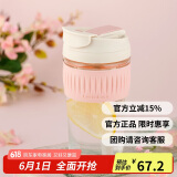 乐扣乐扣（LOCK&LOCK）咖啡杯耐热玻璃水杯子男女学生便携式双饮吸管杯随手杯500ML粉色