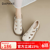 达芙妮（DAPHNE）罗马凉鞋女2025新款夏季厚底百搭编织女鞋子法式网红镂空包头凉鞋 米杏色【主图款】 38