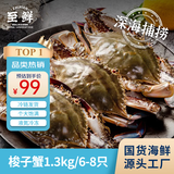 至鲜 梭子蟹2.6斤/6-8只整只当季液氮冷冻梭子蟹3-5两/只吕四黄海海鲜螃蟹新鲜