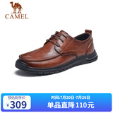 骆驼（CAMEL） 复古擦色牛皮耐磨软底大头休闲商务皮鞋男 G13S201051 黄棕 43 