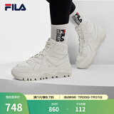 斐乐（FILA）官方女鞋高帮革面老爹鞋冬季厚底靴子休闲鞋运动鞋 芦笋白-GW 37.5