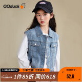 可可鸭（QQ DUCK）童装儿童牛仔马甲女童外套无袖坎肩青少年衣服经典马甲浅蓝；150