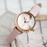 聚利时简约复古小表盘女士手表气质ins风学生皮带款石英表送女友JA-979 粉红色
