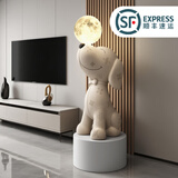 楚象比格犬落地摆件月球灯存钱罐音响客厅电视柜家居饰品乔迁新居礼品 皮纹比格犬落地摆件+白色展台