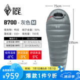 黑冰（BLACKICE）24新款【B系列鸭绒木乃伊式羽绒睡袋】户外露营单人羽绒睡袋 灰色 B700 M码（新标准）