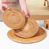 维艾（Newair）日式亚麻编织隔热垫防烫餐垫锅垫餐盘垫餐桌垫菜垫碗家用杯垫草编 手工藤编隔热垫（直径16cm）