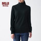 无印良品 MUJI 女式  天竺 高领毛衣 女款黑色长袖针织衫秋冬毛衫BAG05A0A 黑色 S