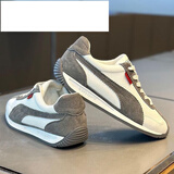 百丽踏【厂牌】男鞋休闲鞋阿甘鞋秋季真皮男士鞋软底拼色运动鞋 白灰 39 (245mm)