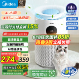 美的（Midea）无雾加湿器语音大容量家用卧室婴儿落地式桌面加湿净化小型工业商用雾化器空调风扇清凉伴侣W40S