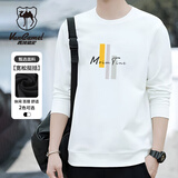 西域骆驼（VANCAMEL）卫衣男圆领秋季长袖t恤男装潮流学生宽松休闲打底衫 白色 XL 