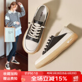 ZHR女鞋板鞋春秋新款休闲鞋平底街拍潮鞋韩版果冻底百搭女鞋子真牛皮 黑色（A77） 37