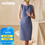 ROEYSHOUSE罗衣职场女装无袖连衣裙夏新款简约知性修身显瘦裙子01790 雾蓝色 S