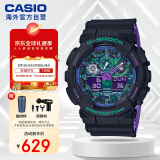 卡西欧（CASIO）G-SHOCK 海洋之心潮流炫色运动双显男表 霓彩武士 GA-100BL-1ADR
