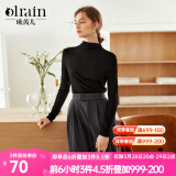 Olrain欧芮儿半高领莫代尔长袖T恤女春装新款修身丝滑打底衫内搭女 黑色 M