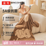 金号浴巾 180*80cm3A抗菌加厚加大洗澡巾 纯棉A类吸水卡通浴巾600g 棕