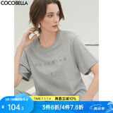 COCOBELLA立体字母刺绣短袖T恤女灰色圆领休闲纯棉上衣TS900 灰色 M
