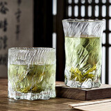 青苹果耐热玻璃茶杯260ml6只 水晶玻璃绿茶杯水杯茶饮杯 轻奢玄冰纹矮款