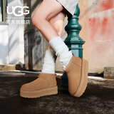 UGG冬季女士时尚经典厚底保暖雪地靴懒人毛毛鞋1135092CHE|栗色38